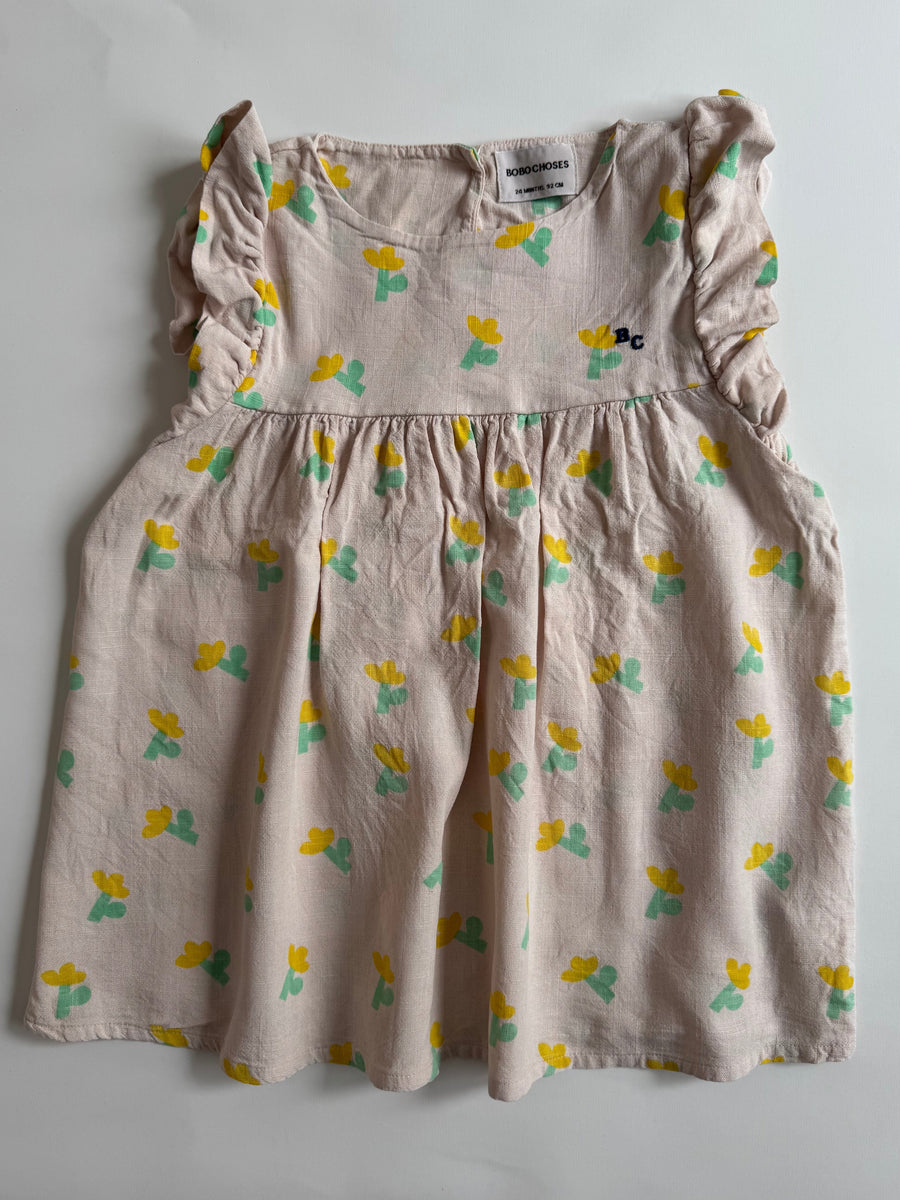 Baby Linen & Viscose Flowers Dress