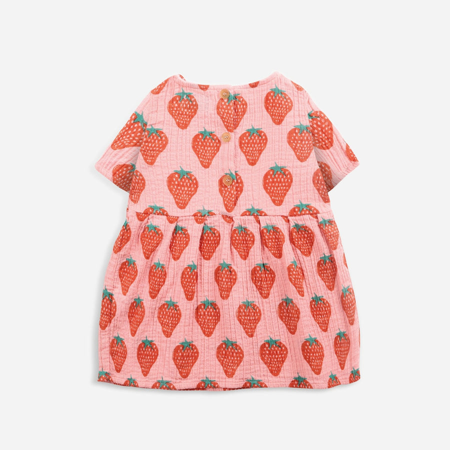 STRAWBERRY ALL OVER WOVEN  BABY DRESS